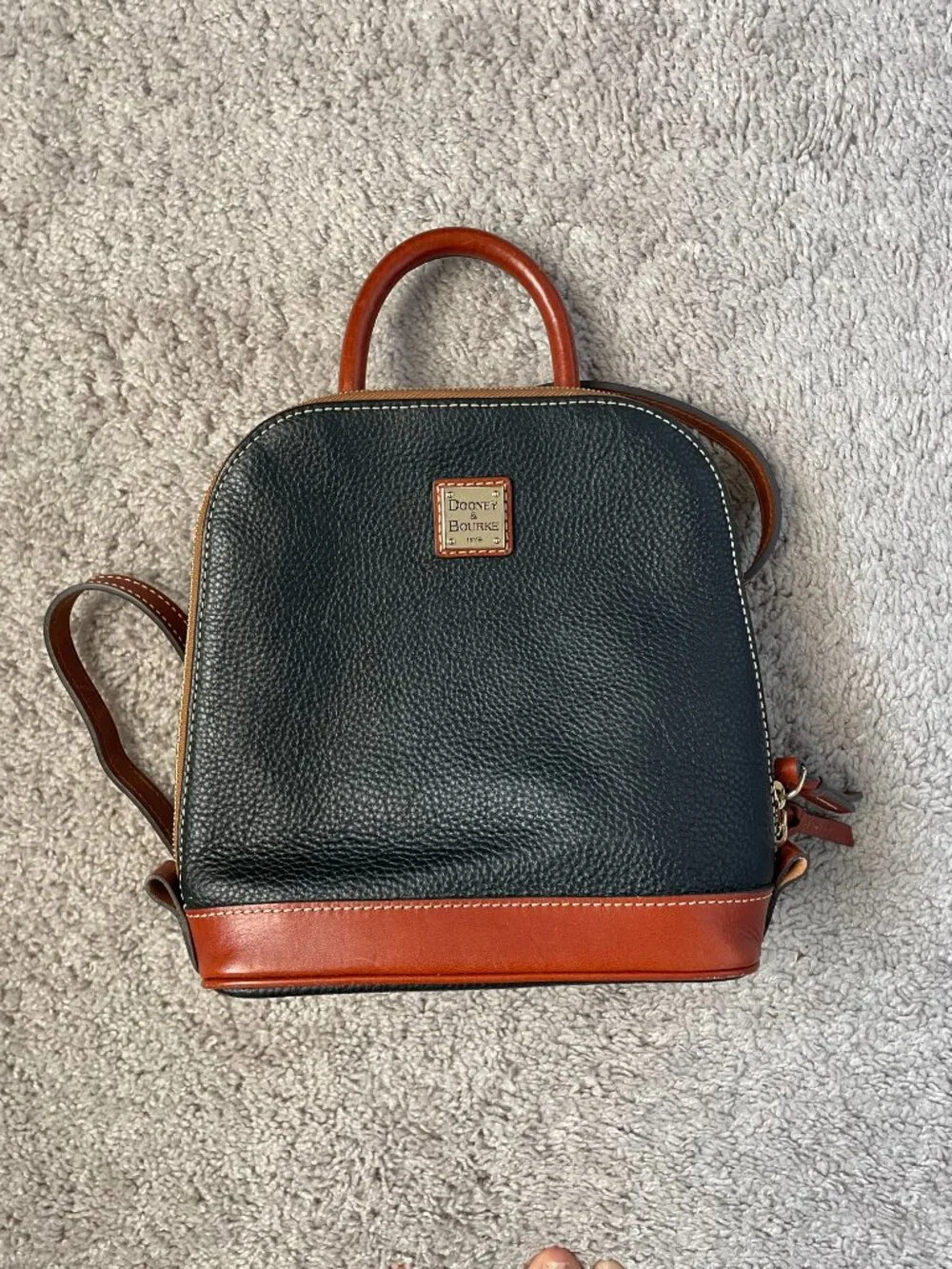 Dooney & Bourke Pebble Leather Zip Pod Backpack Midnight Blue